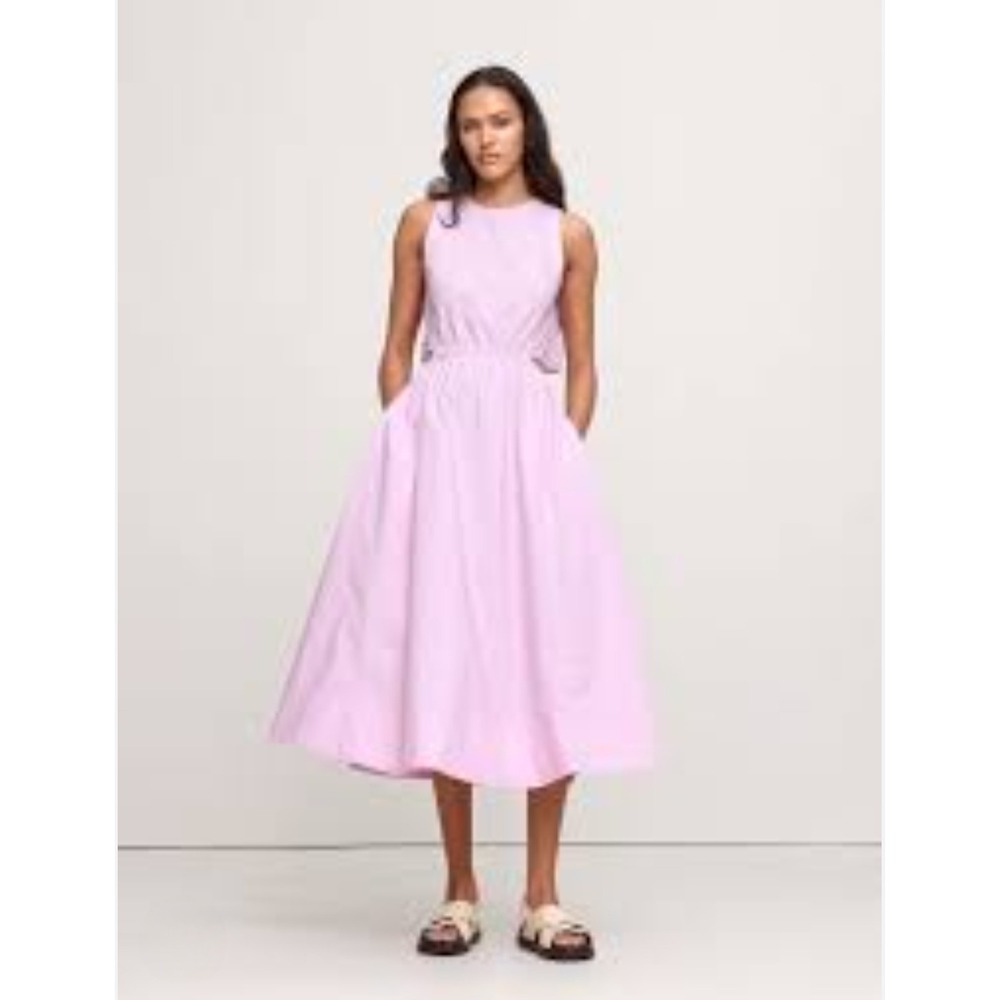 Banana‎ Republic Pink Poplin Cut Out Open Back Midi Dress Sleeveless S